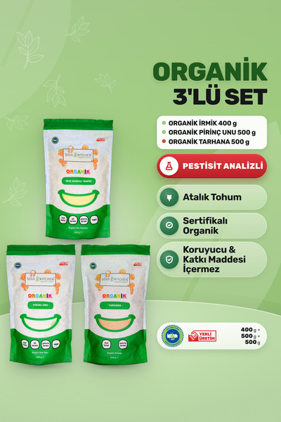 Soul Kitchen Organik Ürünler Organik İnce İrmik 400 g Pirinç Unu 500 g Tarhan...