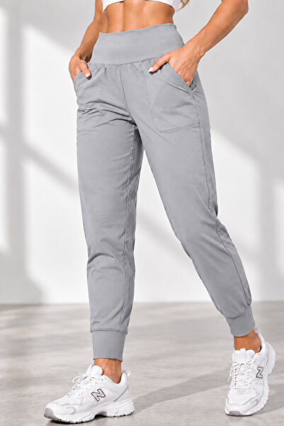 GENIUS STORE Kadın Eşofman Yüksek Bel Jogger Scuba Kumaş Cepli Rahat Kesim Jo...