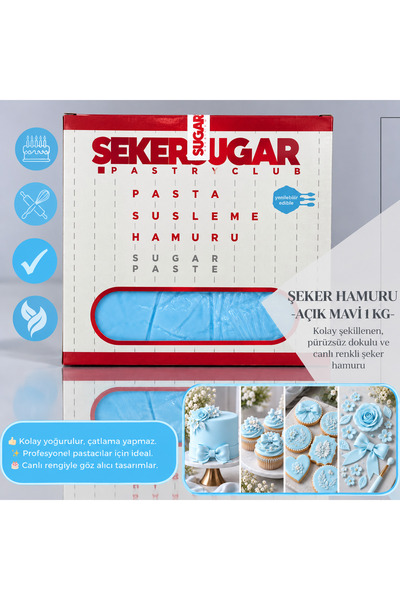 ŞEKER & SUGAR Şeker Sugar AÇIK MAVİ (BEBE MAVİ) Şeker Hamuru 1 KG