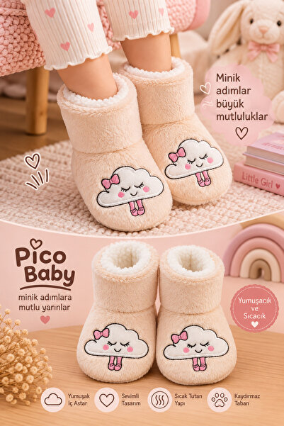 Pico Baby Bebek & Çocuk Kaydırmaz Tabanlı Ev Botu / Panduf / Kışlık Peluş Bot...