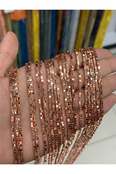 Uçar Doğaltaş Hematit Taşı Küp Kesim Parlak Roz 2x2mm Doğal Taş Dizi