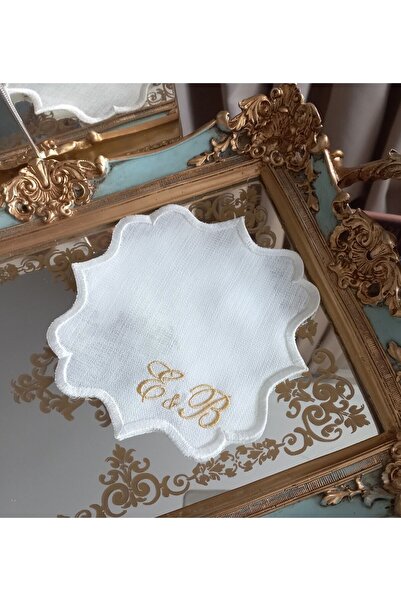 sevim çeyiz tasarım 16x16 cm Kişiye Özel Harf İşlemeli Nişan,söz,kahve Tepsi ...