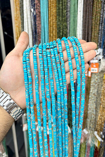 Uçar Doğaltaş Varisit Taşı Dore Kesim Parlak Mavi 6x3mm Doğal Taş Dizi [AA]