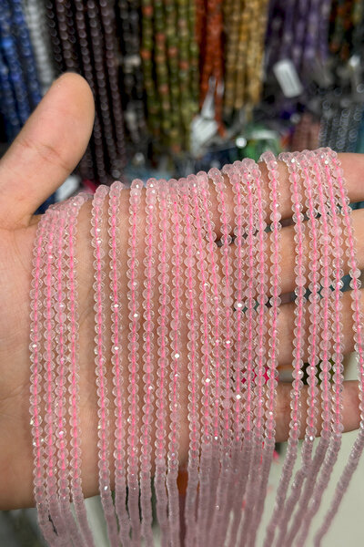 Uçar Doğaltaş Pembe Kuvars Taşı Kristal Kesim 3mm Doğal Taş Dizi
