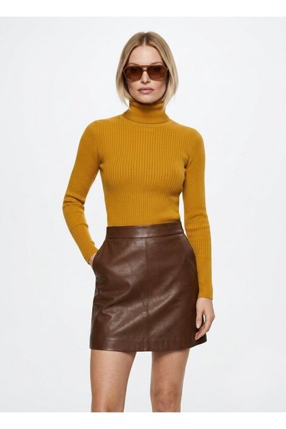onno style women Fiber-Filled Fishman's Collar Basic Sweater