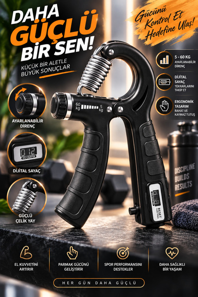 Tasarım Evi Black Hand Arm Wrist Strengthener Exerciser 5-60 Kg Carpal Direc ...