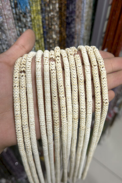 Uçar Doğaltaş Sıkma Turkuaz Rondela Kesim Beyaz 6x3mm Doğal Taş Dizi