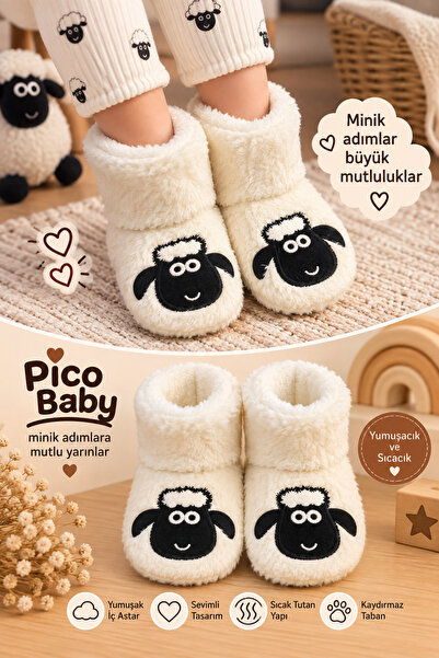 Pico Baby Bebek & Çocuk Kaydırmaz Tabanlı Ev Botu / Panduf / Kışlık Peluş Bot...