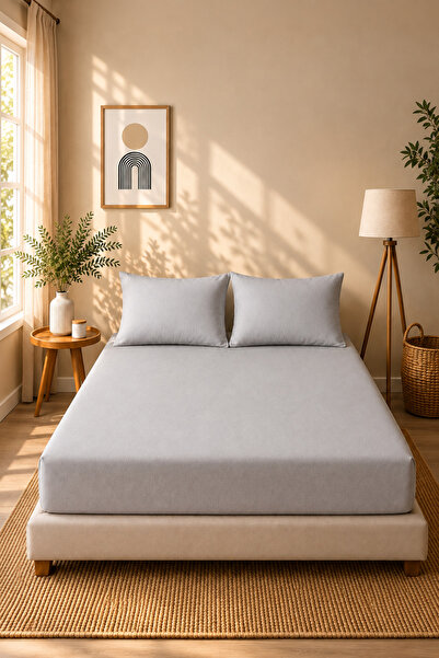 Boreas Home طقم ملاءة سرير وغطاء وسادة مطاطي مزدوج من ناتشورال رانفورس مقاس 1...