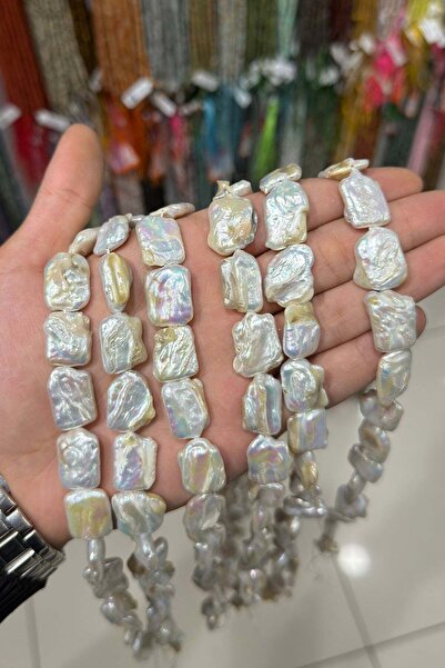 Uçar Doğaltaş İnci Amorf Yassı Dikdörtgen Kesim 15x20mm Doğal Taş Dizi
