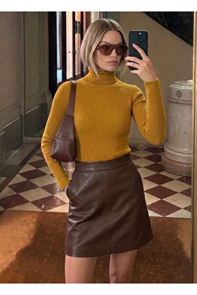 onno style women Fiber-Filled Fishman's Collar Basic Sweater