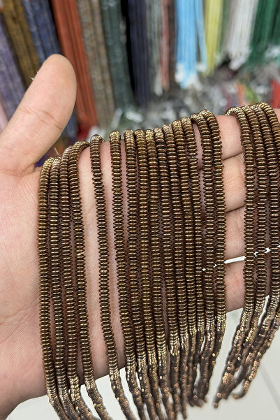 Uçar Doğaltaş Hematit Taşı Rondela Kesim Parlak Kahverengi 4x1mm Doğal Taş Dizi