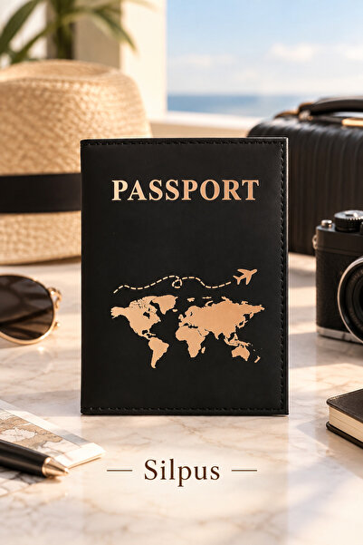 Silpus Deri Pasaport Kılıfı Tekli Siyah