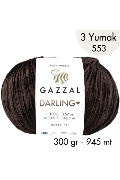 Gazzal Darling 553 100% Viskon El Örgü İpliği, 3 Yumak, Resmi Satış Mağazası