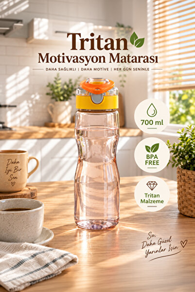 Porsima 911037-3 BPA Free Motivasyon Sporcu Su Matarası Tritan Suluk 0,7lt Su...