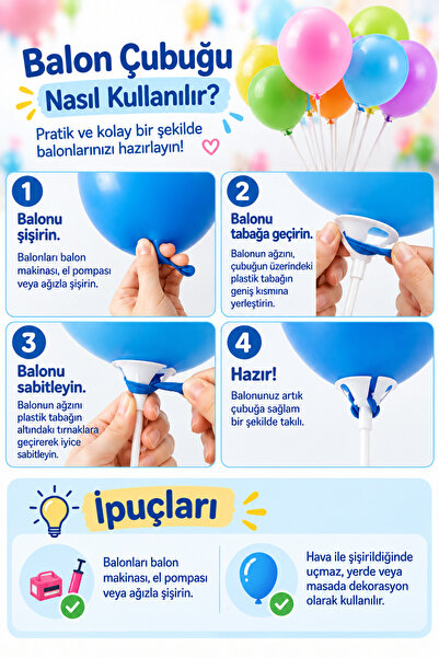 Parti dolabı 100 Adet Plastik Balon Çubuğu Sopası Ve 100 Adet Kup Çubukları Balon Sopası Çubuk Set