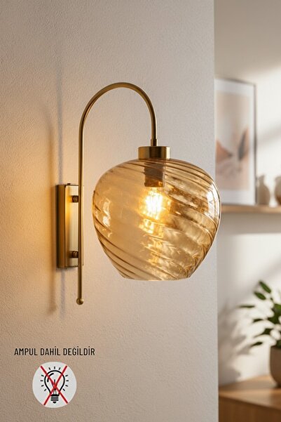 Bamyum Stella Bal Cam Aplik Duvar Lambası Modern Otel Cafe Vintage Salon Yata...