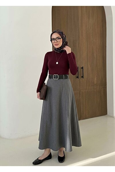 Foremia Butterfly Detailed Skirt-Anthracite