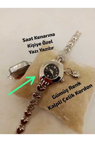 Brality SAAT KENARINA KİŞİYE ÖZEL YAZI YAZILIR , Retro Tasarım Gümüş Renk Kas...