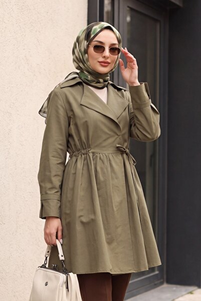 Modamorfo Yan Bağcıklı Kol Manşeti Yırtmaçlı Kimono -kamuflaj