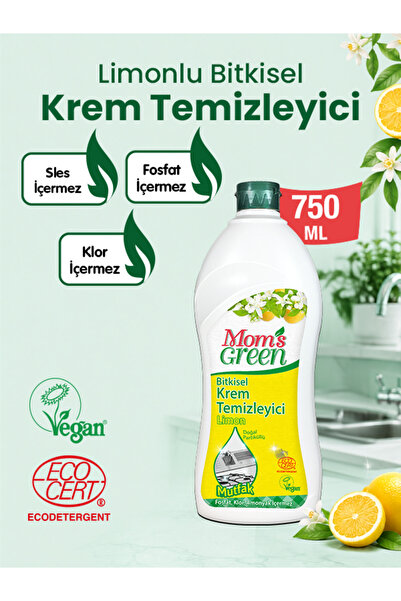 Mom's Green Bitkisel Krem Mutfak Temizleyici Limon 750 ml