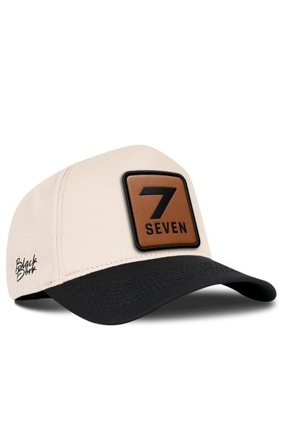 BlackBörk Black-Beige Baseball Cap with Number 7 Logo