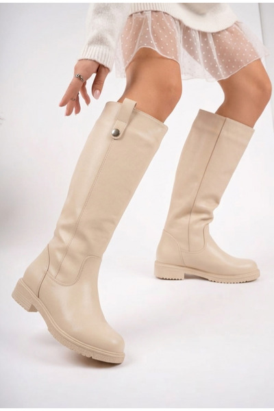DYG STORE حذاء نسائي عصري بأزرار بيج 142501