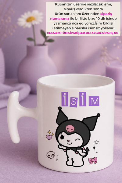 Witchy Co İsme Özel, Kuromi'li Sevimli Kupa Bardak ( 1 Adet )