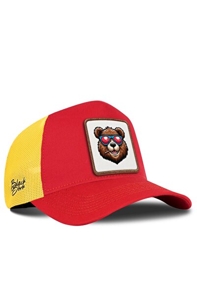 BlackBörk Red-Yellow Trucker Hat with Bear Logo