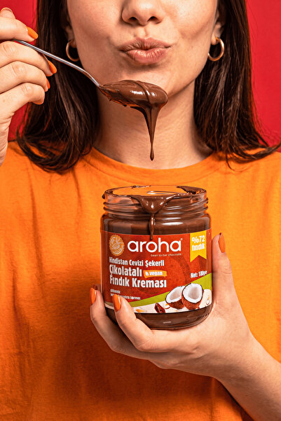 AROHA Hindistan Cevizi Şekerli Çikolatalı Fındık Kreması %72 Fındık 2'li Paket (180 G X 2 Adet)