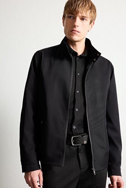 DeFacto Regular Fit Snap Detail Stand Collar Zippered Cotton Coat H1502Ax26Au