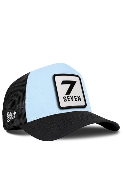 BlackBörk Black-Ice Blue Trucker Hat with Number 7 Logo
