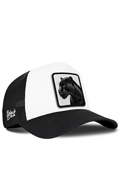 BlackBörk Μαύρο και λευκό καπέλο τράκερ με λογότυπο Panther
