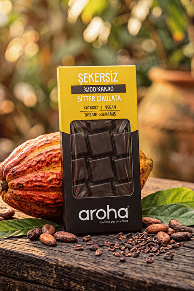 AROHA %100 Kakao Şekersiz Bitter Çikolata 80 G