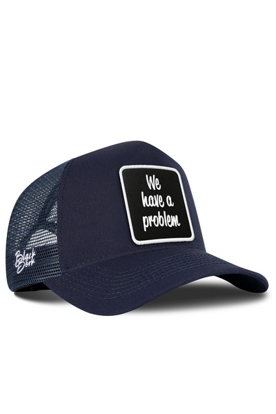 BlackBörk We Have a Problem Logo Navy Blue Trucker Hat