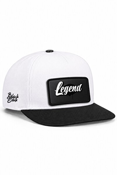 BlackBörk قبعة الهيب هوب باللونين الأسود والأبيض مع شعار Legend