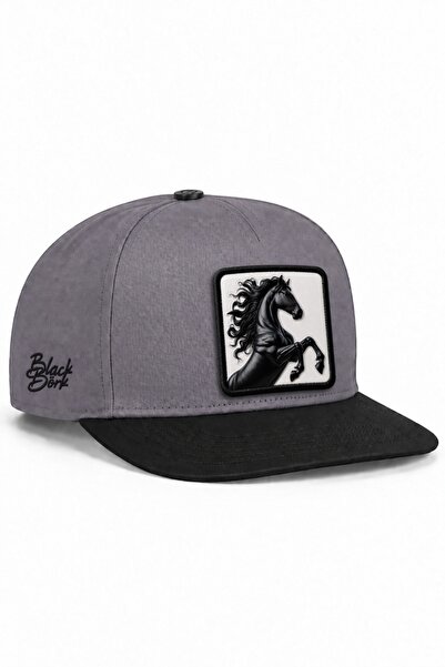 BlackBörk Black-Grey Hip Hop Hat with Horse Logo