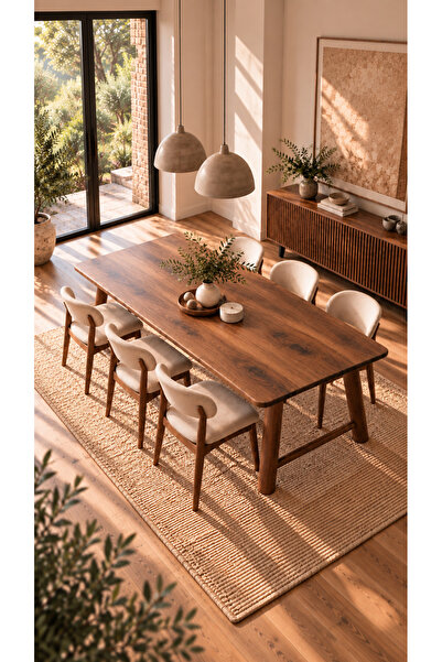 KIYMIK HOME Ceviz Gerçek Ağaç Yemek & Toplantı Masası – 120x70cm - Kişiye Öze...