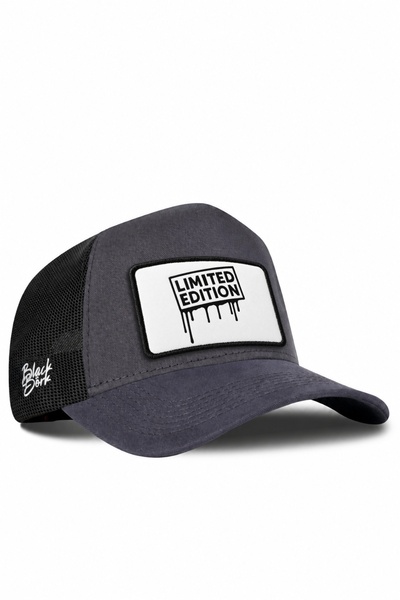 BlackBörk Limited Edition Logolu Antrasit-Siyah Trucker Şapka