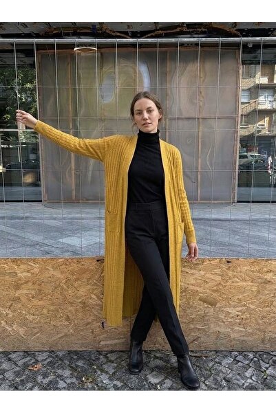 onno style woman Standard Size Long Knitted Fiber Women's Jacket