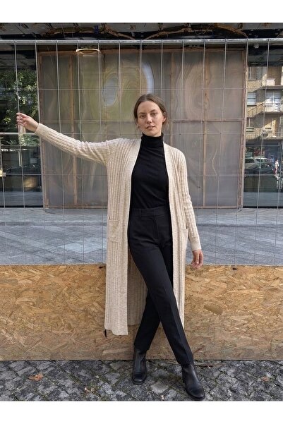 onno style woman Standard Size Long Knitted Fiber Women's Jacket
