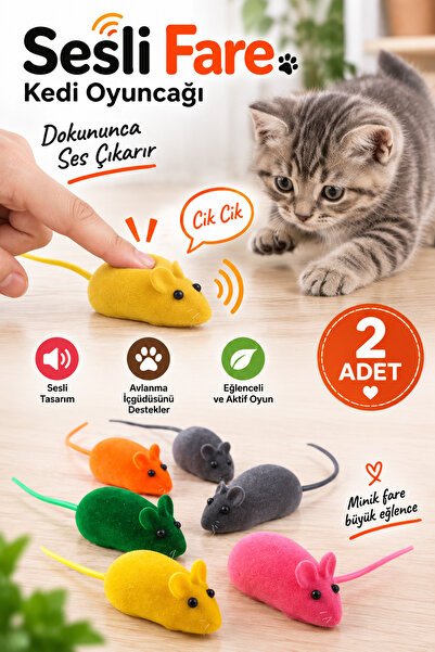 Yıldızhane 2 Adet Sesli Fare Kedi Oyuncağı – İnteraktif Avlanma ve Eğitim Oyu...