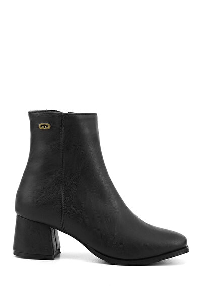 GÖNDERİ(R) Women's Black Zippered Thick Heeled Boots