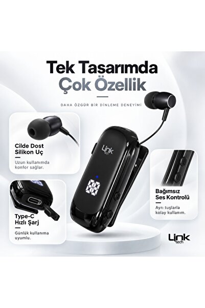Linktech Makaralı Bluetooth Kulaklık V83 Led Ekranlı Kulaklık 20 Saat Kesinti...