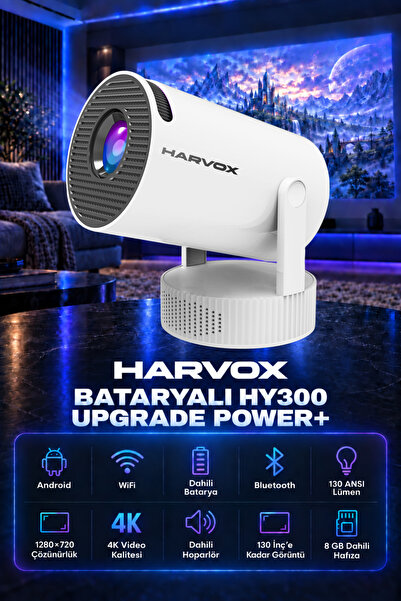 HARVOX HY300 Upgrade Power+ Bataryalı Projeksiyon Cihazı Taşınabilir 4K Deste...