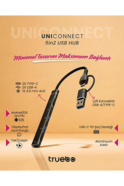 truebo UniConnect 5 in 1 USB + Type-C Hub