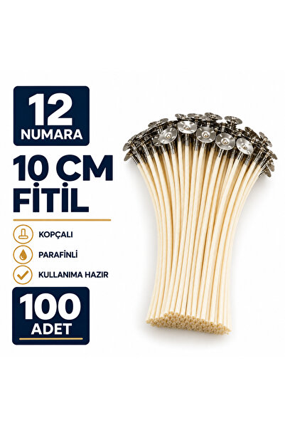 hk 12 Numara Kesilmiş Parafinli Kopçalı Mum Fitili (1,6 mm) – 5–6 cm Kullanım...