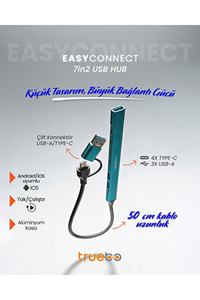 truebo EasyConnect 7in2 Type-C / Usb 3.0 Hub