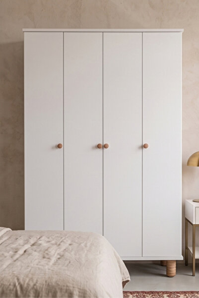 umondesign COMO 4 Kapaklı Bölmeli Gardırop Askılıklı Elbise Dolabı