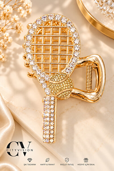 cityvision Tennis Racket Model Stone Gold Color Metal Latch Buckle 10 cm - St...